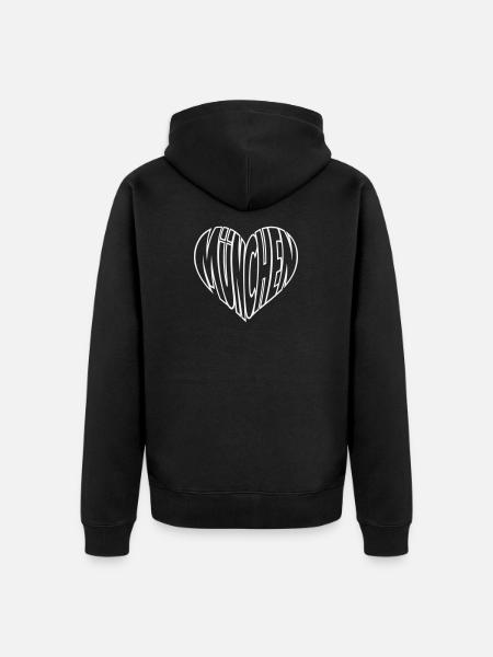 Munich Heart Lettering - Unisex Premium Organic Zip Hoodie - black