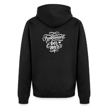 Funktioniert bei mir Programmierer Spruch - Unisex Premium Bio Zip Hoodie - Schwarz - Hinten - Nico (187cm)
