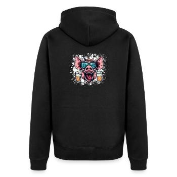 Pork Beer Funny - Unisex Premium Organic Zip Hoodie - black - Back - Nico (187cm)