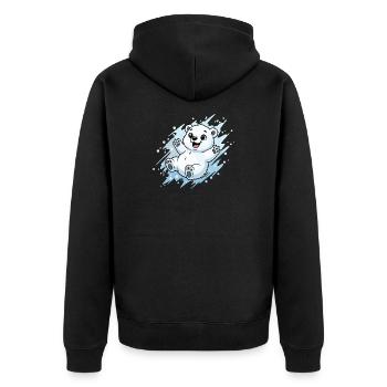 Happy Polar Bear Splash - Unisex Premium Organic Zip Hoodie - black - Back - Nico (187cm)