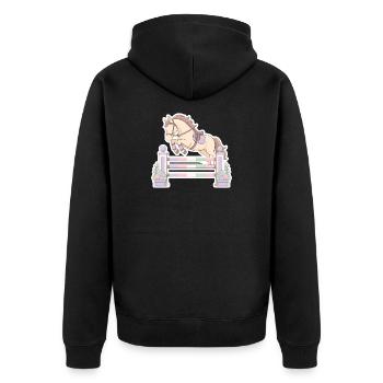 Pastel horse jumping obstacle - Unisex Premium Organic Zip Hoodie - black - Back - Nico (187cm)