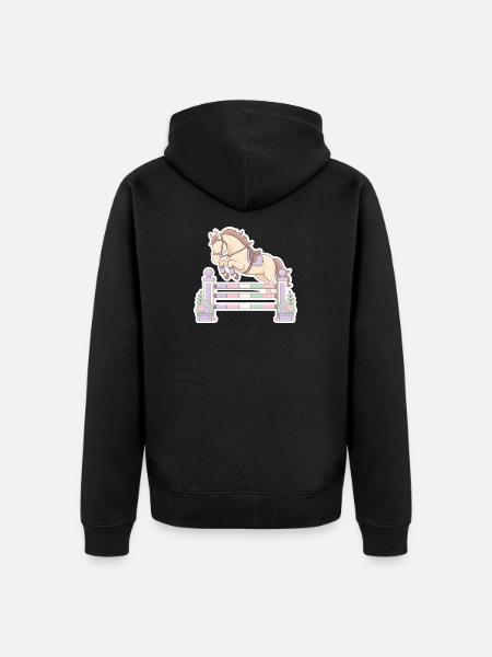 Pastel horse jumping obstacle - Unisex Premium Organic Zip Hoodie - black