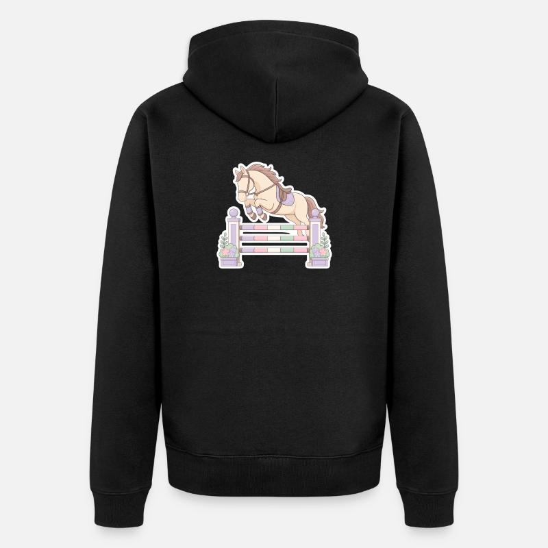 Obstacle au saut à cheval pastel - Veste à capuche bio Premium Unisexe - noir