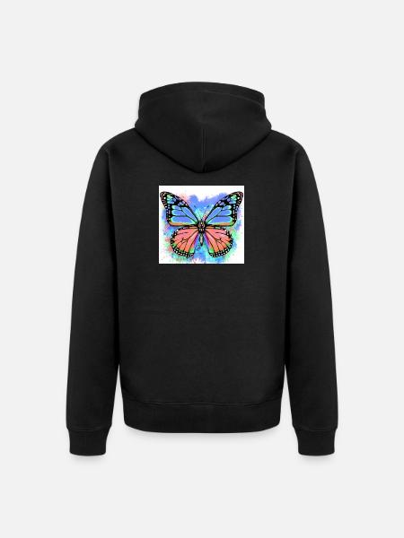 butterfly - Unisex Premium Organic Zip Hoodie - black