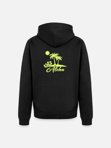 Aloha Palm Trees Island Silhouette - Unisex Premium Organic Zip Hoodie - black