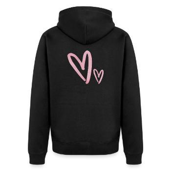Wasserfarbenherz Duo - Unisex Premium Bio Zip Hoodie - Schwarz - Hinten - Nico (187cm)