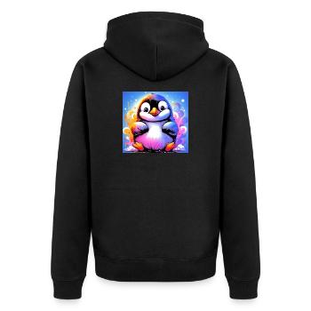 penguin - Unisex Premium Organic Zip Hoodie - black - Back - Nico (187cm)