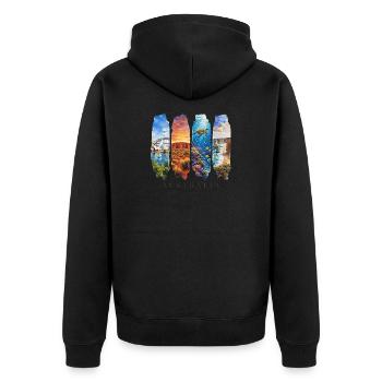 Australien Urlaub Travel – Outback & Kultur Motiv - Unisex Premium Bio Zip Hoodie - Schwarz - Hinten - Nico (187cm)
