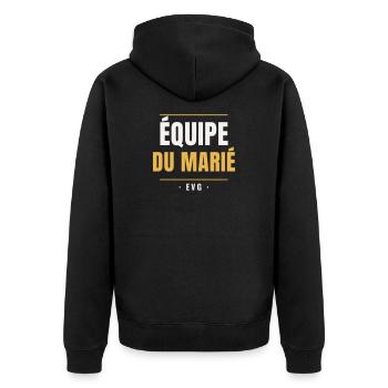 Équipe du Marié EVG Or Enterrement Vie Garçon - Unisex Premium Bio Zip Hoodie - Schwarz - Hinten - Nico (187cm)