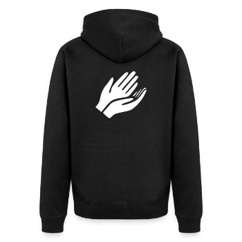 Mains ouvertes Geste de la main - Veste à capuche bio Premium Unisexe - noir - Dos - Nico (187cm)