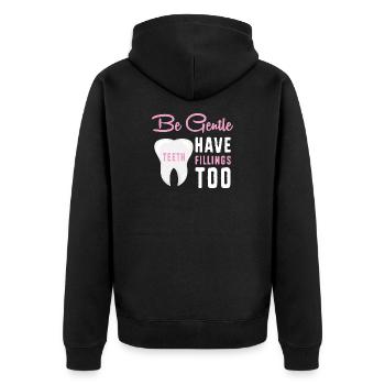 Zahnhygieniker Dental Zahnarzt - Unisex Premium Bio Zip Hoodie - Schwarz - Hinten - Nico (187cm)
