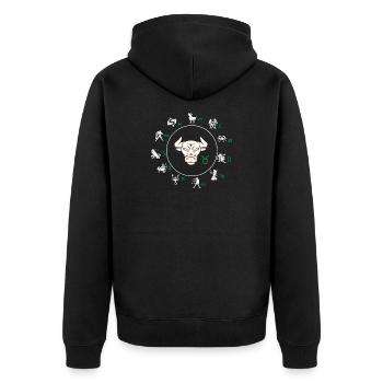 Signe du zodiaque Taureau - Veste à capuche bio Premium Unisexe - noir - Dos - Nico (187cm)