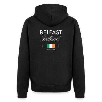 Belfast, Irlande du Nord, Coordonnées Souvenir de voyage - Veste à capuche bio Premium Unisexe - noir - Dos - Nico (187cm)
