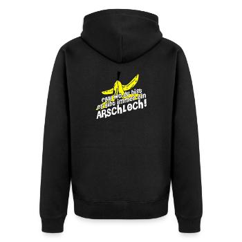 Egal wo du bist es gibt immer ein Arschloch - Unisex Premium Bio Zip Hoodie - Schwarz - Hinten - Nico (187cm)