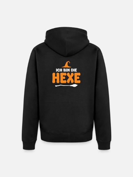 Halloween German Text Witch - Unisex Premium Bio Zip Hoodie - Schwarz
