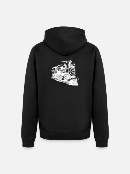 Dampflokomotive Zeichnung - Unisex Premium Bio Zip Hoodie - Schwarz