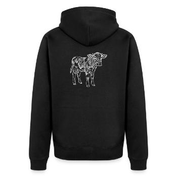Kuh weiß Kuhbaby Kalb Kälbchen Geschenkidee  - Unisex Premium Bio Zip Hoodie - Schwarz - Hinten - Nico (187cm)