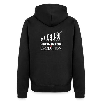 Badminton is evolution - Message Humour Parodie - Veste à capuche bio Premium Unisexe - noir - Dos - Nico (187cm)