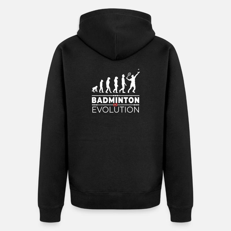 Badminton is evolution - Message Humor Parodie - Unisex Premium Bio Zip Hoodie - Schwarz
