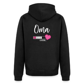 Oma Loading Herz Enkelin Mädchen Werdende Oma - Unisex Premium Bio Zip Hoodie - Schwarz - Hinten - Nico (187cm)