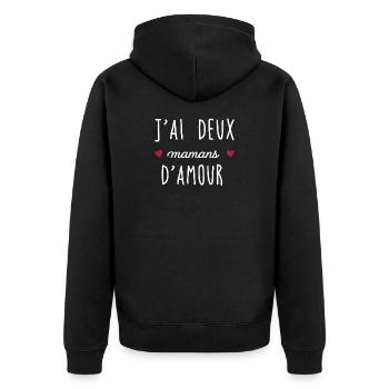 J'ai deux mamans d amour - Veste à capuche bio Premium Unisexe - noir - Dos - Nico (187cm)