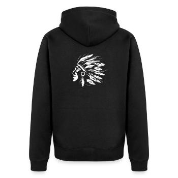 Illustration indienne Symbole Icône graphique en chef - Veste à capuche bio Premium Unisexe - noir - Dos - Nico (187cm)