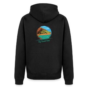 big beach maui island hawaii nature illustration - Unisex Premium Organic Zip Hoodie - black - Back - Nico (187cm)