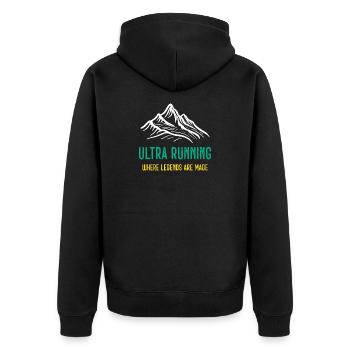 Ultra Running - où les légendes sont faites - Veste à capuche bio Premium Unisexe - noir - Dos - Nico (187cm)