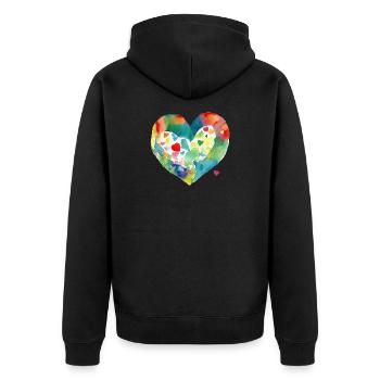 Heart - Unisex Premium Organic Zip Hoodie - black - Back - Nico (187cm)