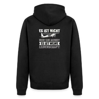 Flugzeugmodellbauer Modellflug Hobby Geschenk - Unisex Premium Bio Zip Hoodie - Schwarz - Hinten - Nico (187cm)