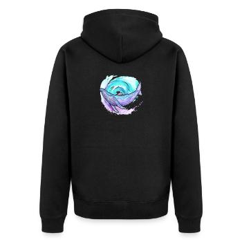 Buckelwal Aquarell - Unisex Premium Bio Zip Hoodie - Schwarz - Hinten - Nico (187cm)