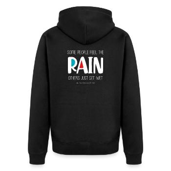 Feel the Rain (dark) - Unisex Premium Organic Zip Hoodie - black - Back - Nico (187cm)