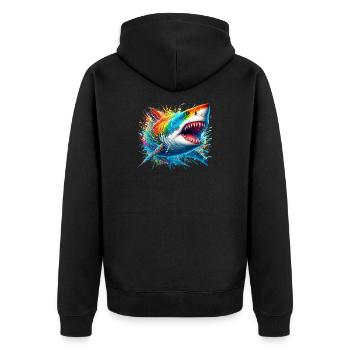 Shark - Unisex Premium Organic Zip Hoodie - black - Back - Nico (187cm)