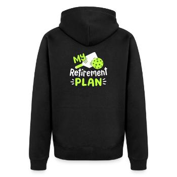 Pickleball-Spieler Ruhestand - Unisex Premium Bio Zip Hoodie - Schwarz - Hinten - Nico (187cm)
