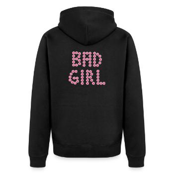 Floral Inscriptions - BAD GIRL - Unisex Premium Organic Zip Hoodie - black - Back - Nico (187cm)