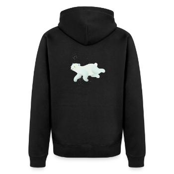 schwimmender Eisbär in sanften Farbtönen - Unisex Premium Bio Zip Hoodie - Schwarz - Hinten - Nico (187cm)