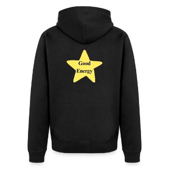 Good Energy - Unisex Premium Bio Zip Hoodie - Schwarz - Hinten - Nico (187cm)