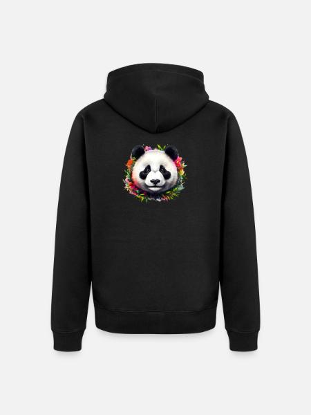 Panda - Unisex Premium Organic Zip Hoodie - black