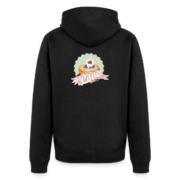 Charmantes Pancake-Motiv mit Sahne und Beeren - Unisex Premium Bio Zip Hoodie - Schwarz - Hinten - Nico (187cm)