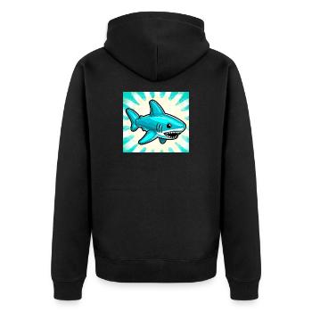 Hai - Unisex Premium Bio Zip Hoodie - Schwarz - Hinten - Nico (187cm)