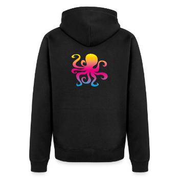 Pieuvre Calmar Arc-en-ciel Coloré Enfants - Veste à capuche bio Premium Unisexe - noir - Dos - Nico (187cm)