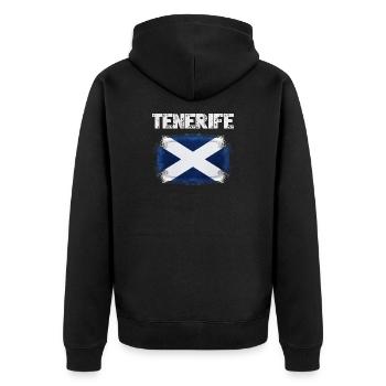 Tenerife - Unisex Premium Organic Zip Hoodie - black - Back - Nico (187cm)