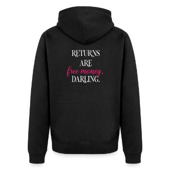 Returns Are Free Money Darling Shopping Logic	 - Unisex Premium Organic Zip Hoodie - black - Back - Nico (187cm)