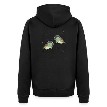 Niedliche Weltraum-Turtles - Unisex Premium Bio Zip Hoodie - Schwarz - Hinten - Nico (187cm)