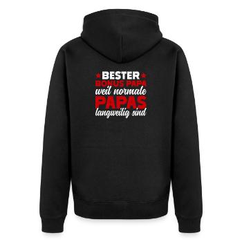 Bester Bonus Papa Normale Papas Langweilig Sind - Unisex Premium Bio Zip Hoodie - Schwarz - Hinten - Nico (187cm)