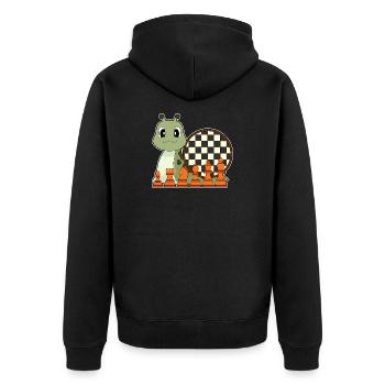 Snail Chessboard Chess Board Game - Unisex Premium Organic Zip Hoodie - black - Back - Nico (187cm)