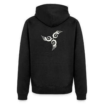 Tatouage de silhouette d’aile tribale - Veste à capuche bio Premium Unisexe - noir - Dos - Nico (187cm)