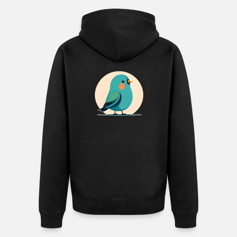 Kleiner grün-blauer Vogel - Unisex Premium Bio Zip Hoodie - Schwarz