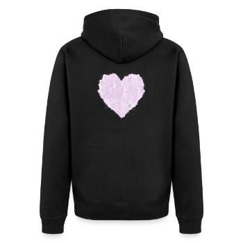 Pink heart in cloud look – soft design - Unisex Premium Organic Zip Hoodie - black - Back - Nico (187cm)