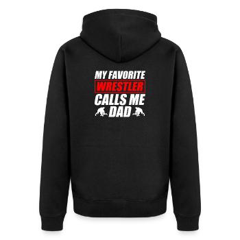 Mon catcheur préféré : Papa drôle de catch - Veste à capuche bio Premium Unisexe - noir - Dos - Nico (187cm)